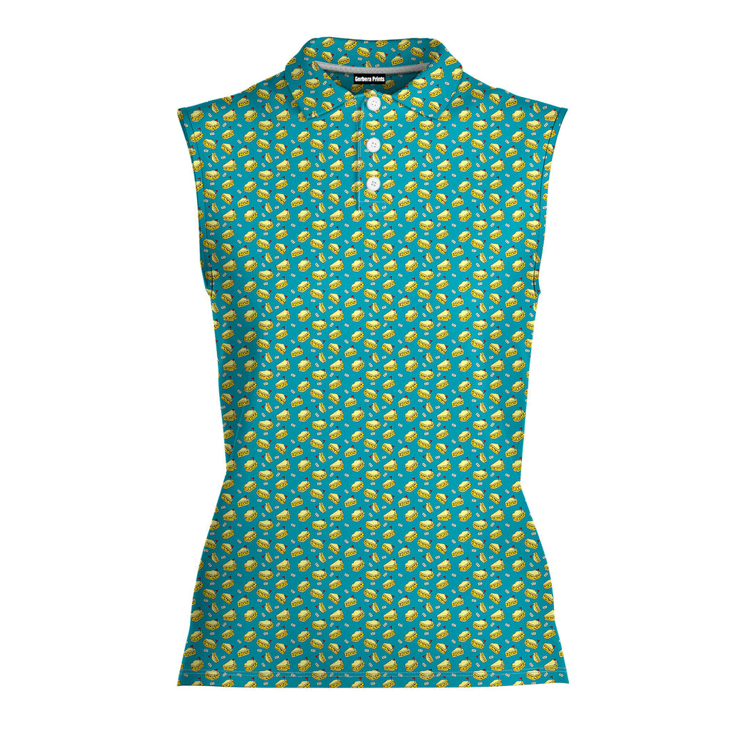 Pimento Club-Women Sleeveless Polo Shirt-Gerbera Prints