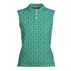 Pimento Club-Women Sleeveless Polo Shirt-Gerbera Prints
