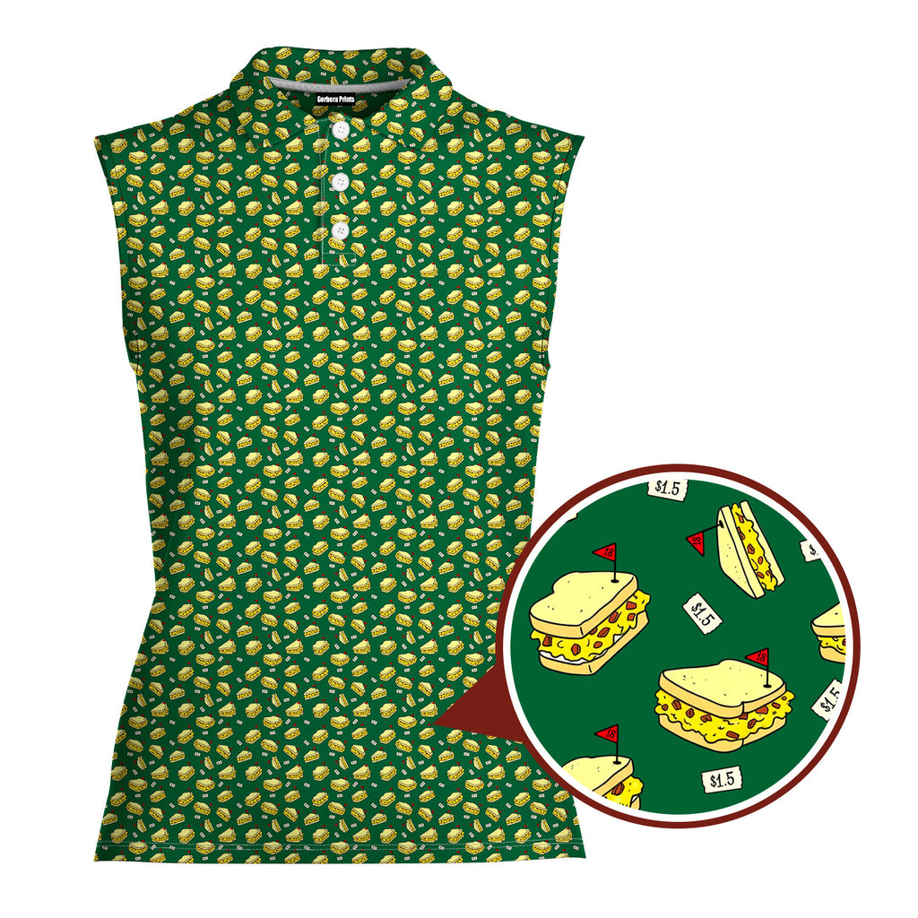 Pimento Club-Women Sleeveless Polo Shirt-Gerbera Prints
