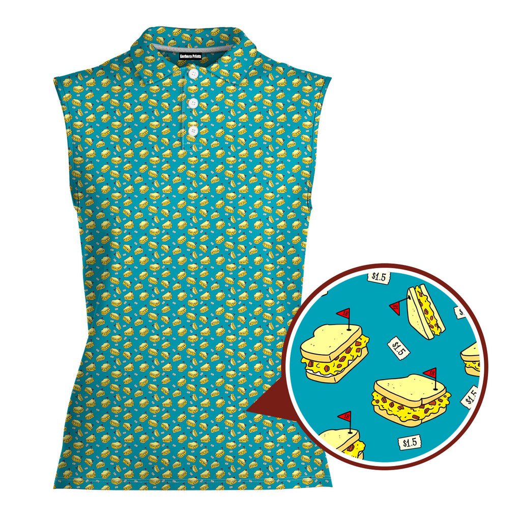 Pimento Club-Women Sleeveless Polo Shirt-Gerbera Prints
