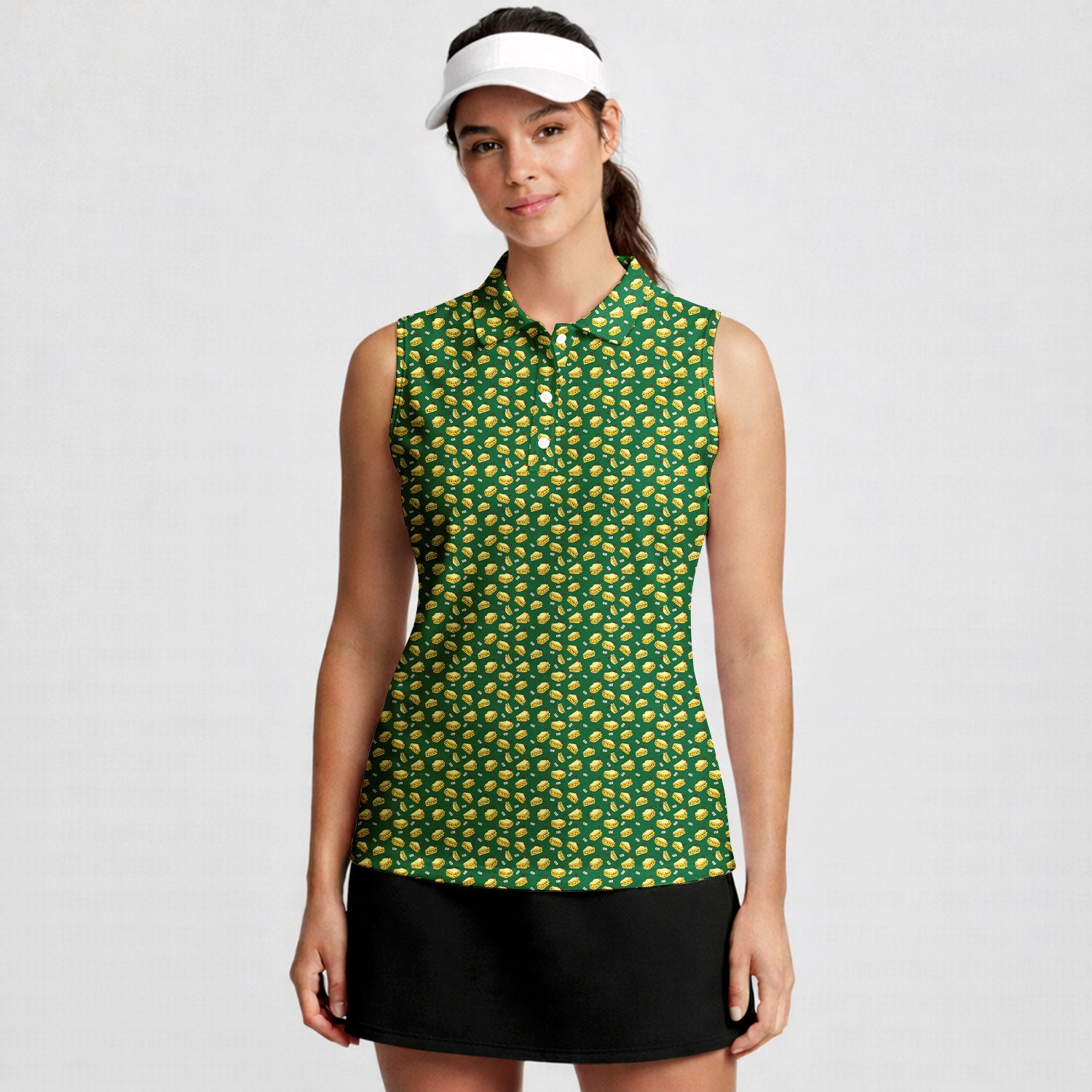 Pimento Club-Women Sleeveless Polo Shirt-Gerbera Prints