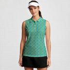 Pimento Club-Women Sleeveless Polo Shirt-Gerbera Prints