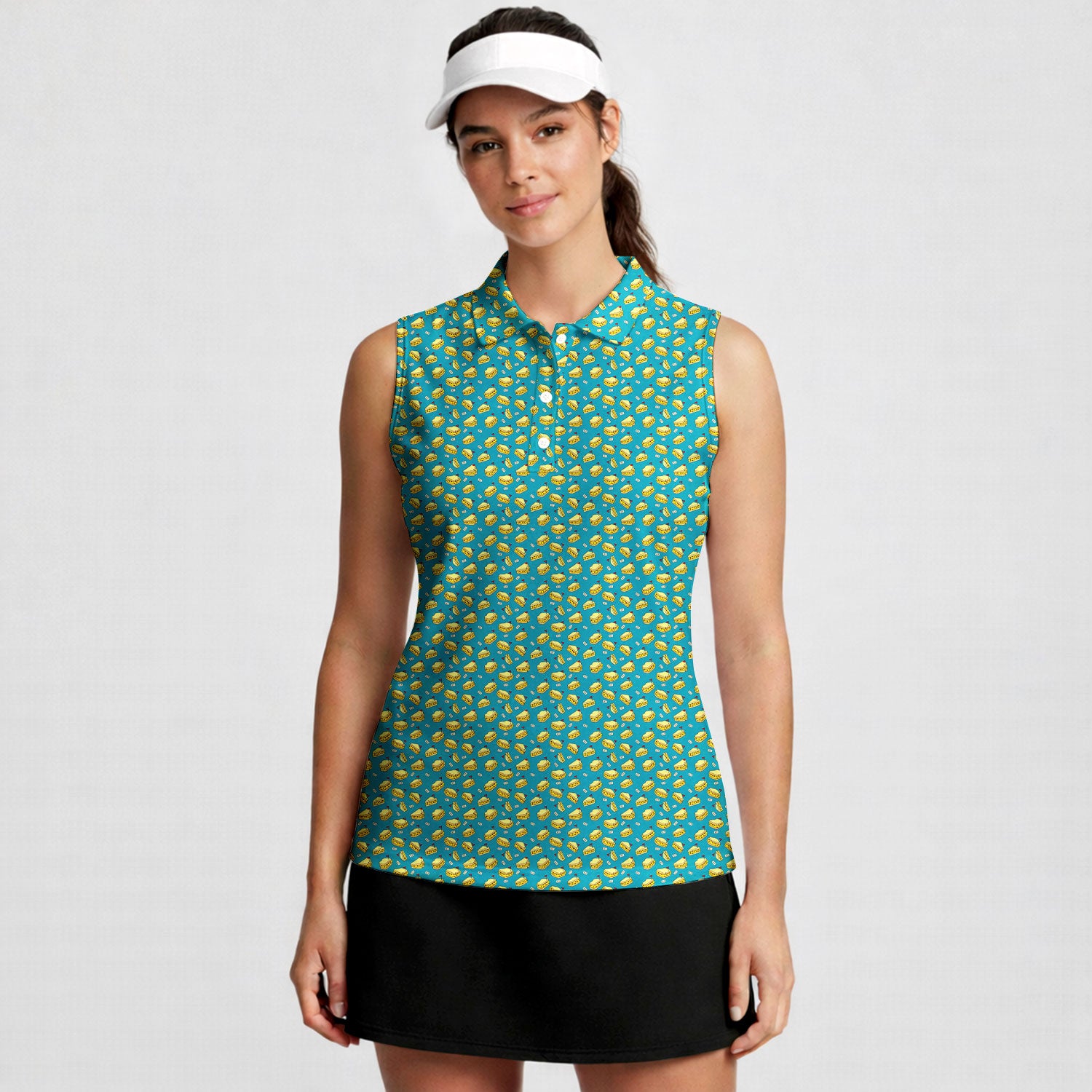Pimento Club-Women Sleeveless Polo Shirt-Gerbera Prints