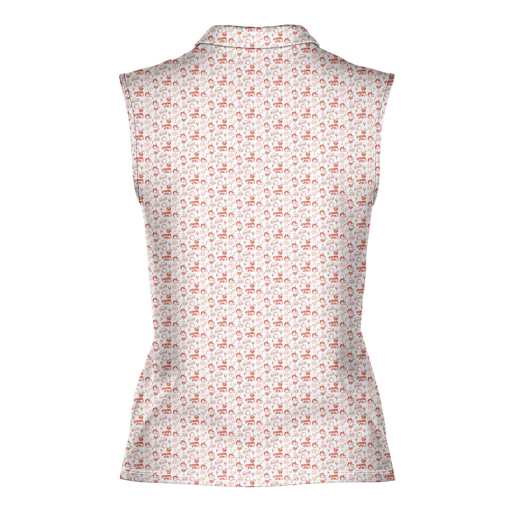 Peach & Par-Women Sleeveless Polo Shirt-Gerbera Prints