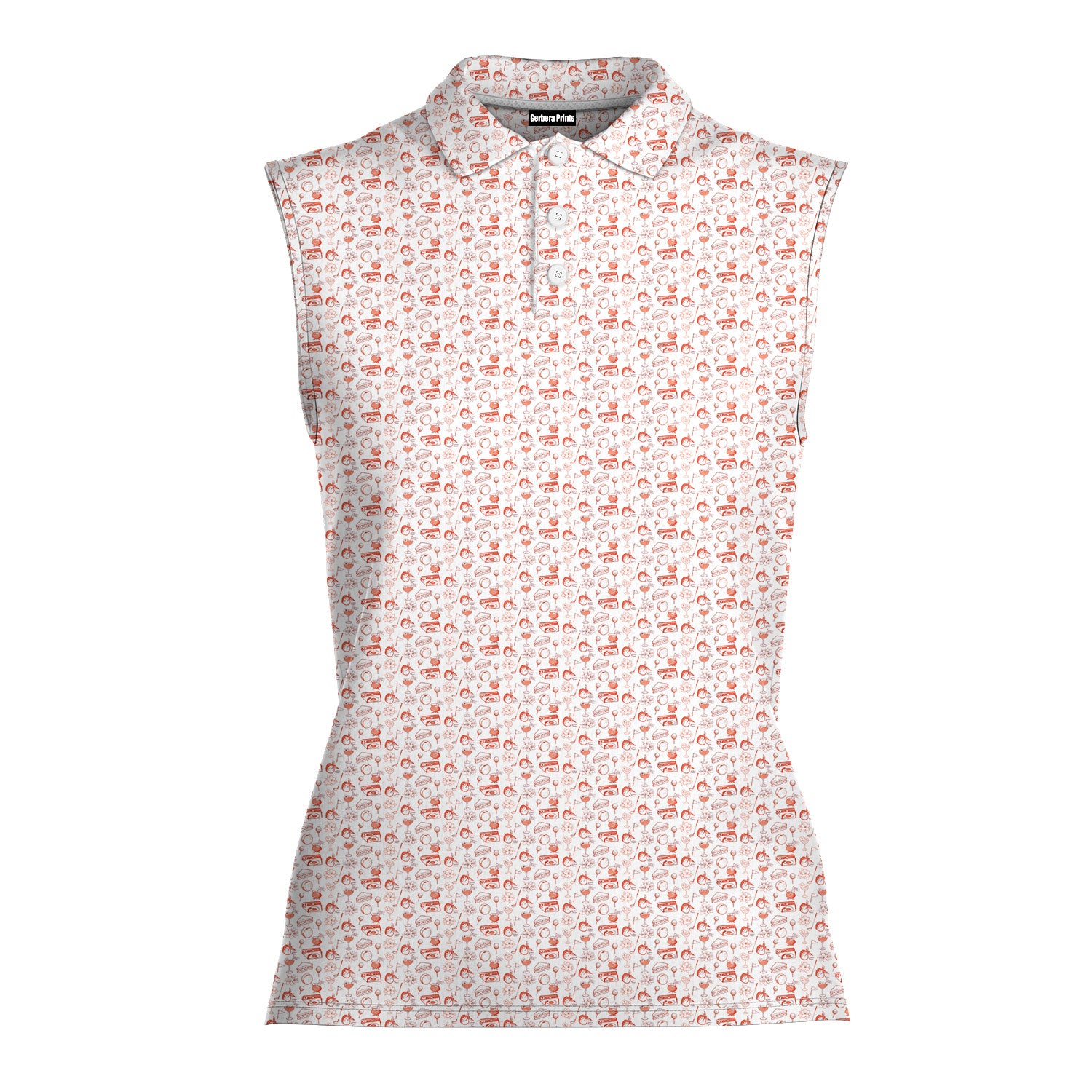 Peach & Par-Women Sleeveless Polo Shirt-Gerbera Prints