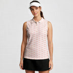 Peach & Par-Women Sleeveless Polo Shirt-Gerbera Prints