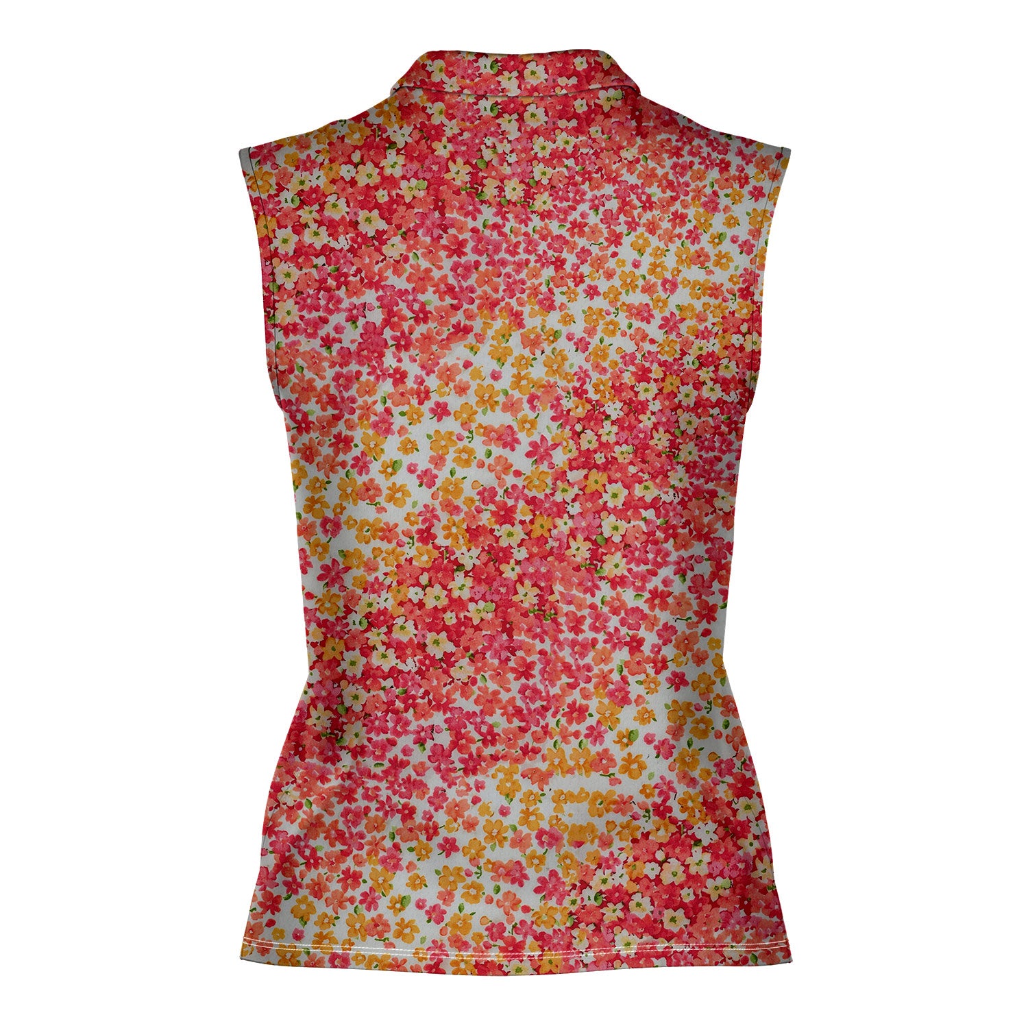 Azaleas Floral-Women Sleeveless Polo Shirt-Gerbera Prints