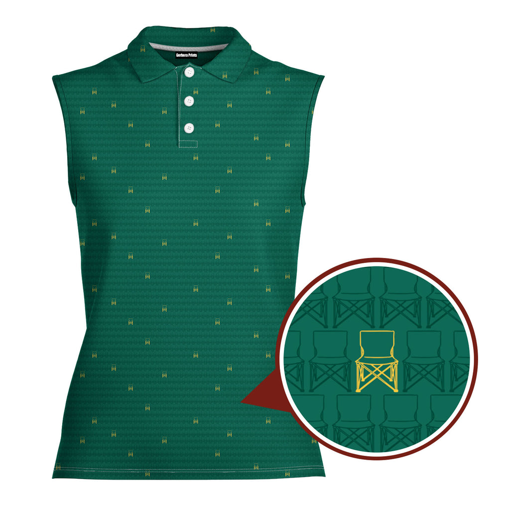 Masters Chair Ladies Sleeveless Golf Polo Shirt-Women Sleeveless Polo Shirt-Gerbera Prints