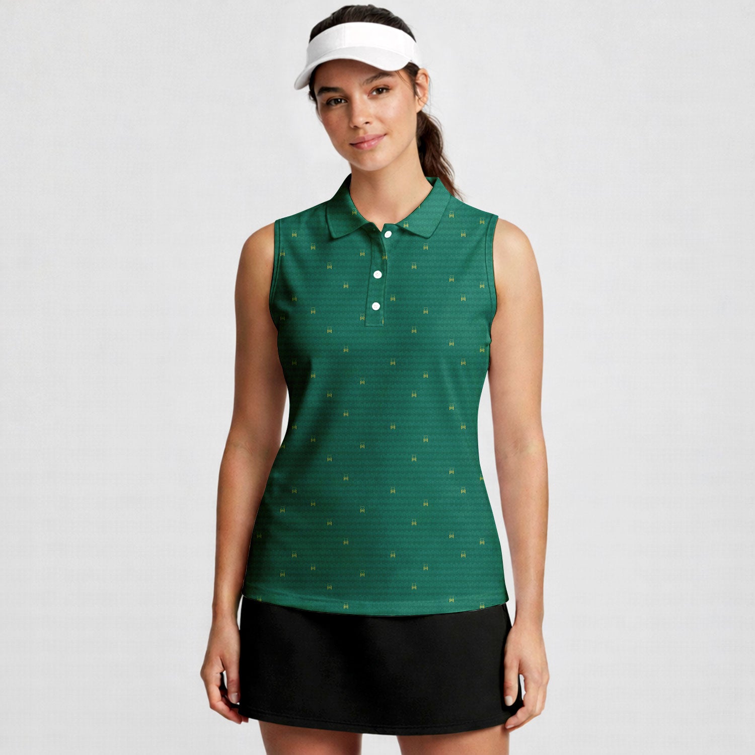 Masters Chair Ladies Sleeveless Golf Polo Shirt-Women Sleeveless Polo Shirt-Gerbera Prints
