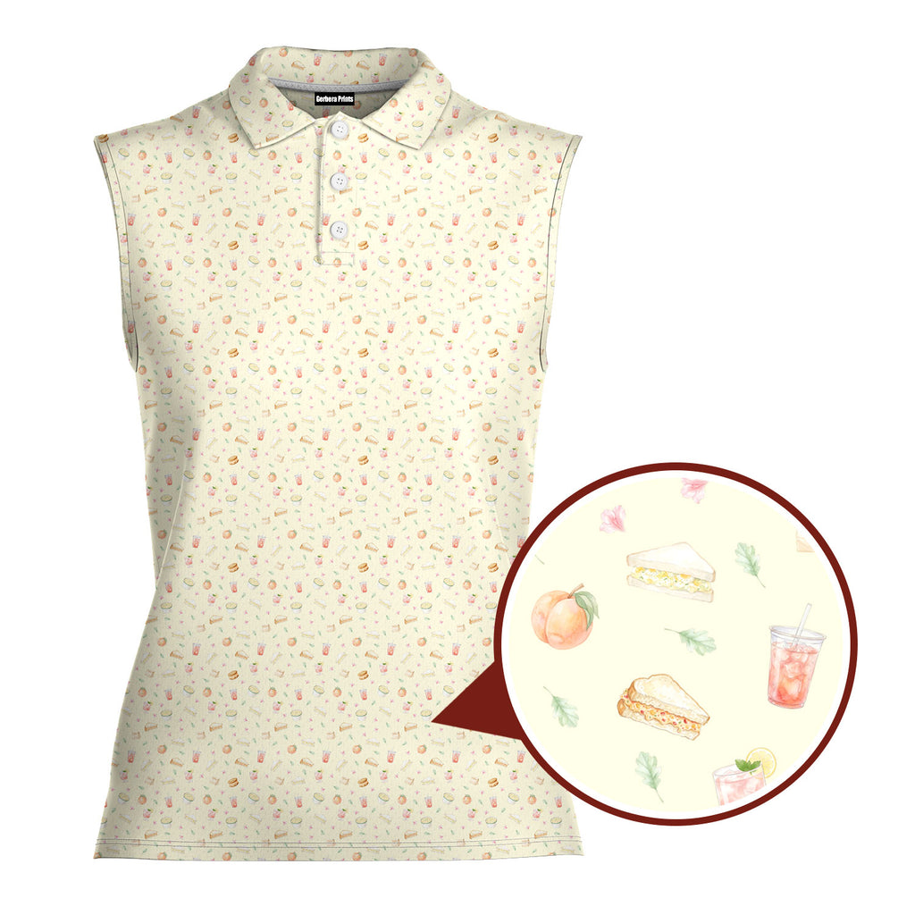 Masters Food-Women Sleeveless Polo Shirt-Gerbera Prints
