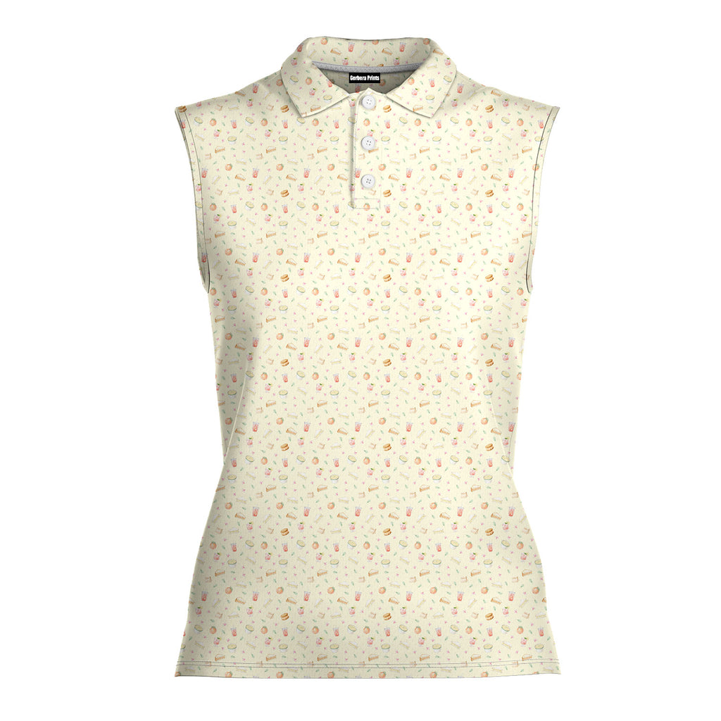 Masters Food-Women Sleeveless Polo Shirt-Gerbera Prints