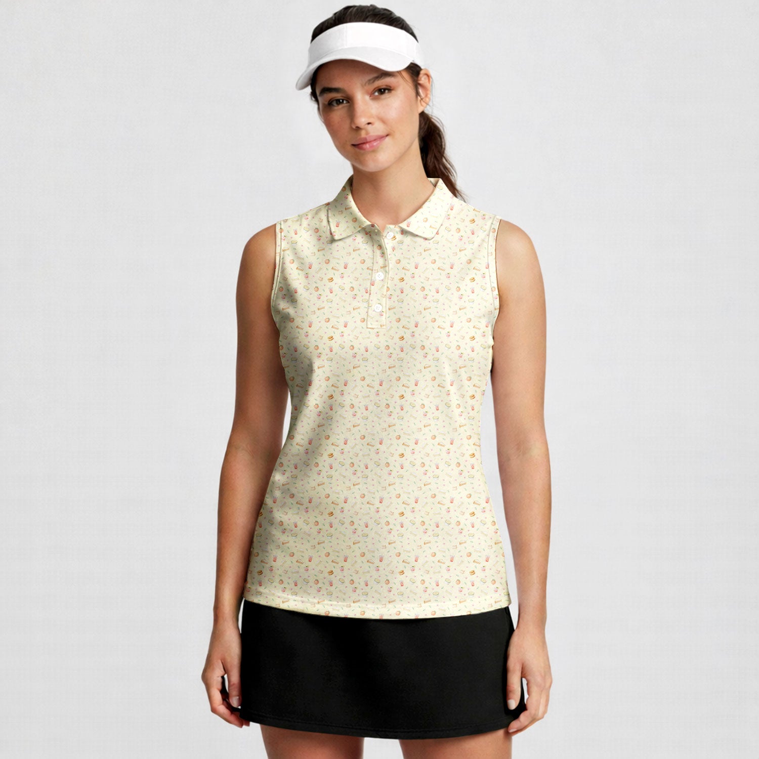 Masters Food-Women Sleeveless Polo Shirt-Gerbera Prints