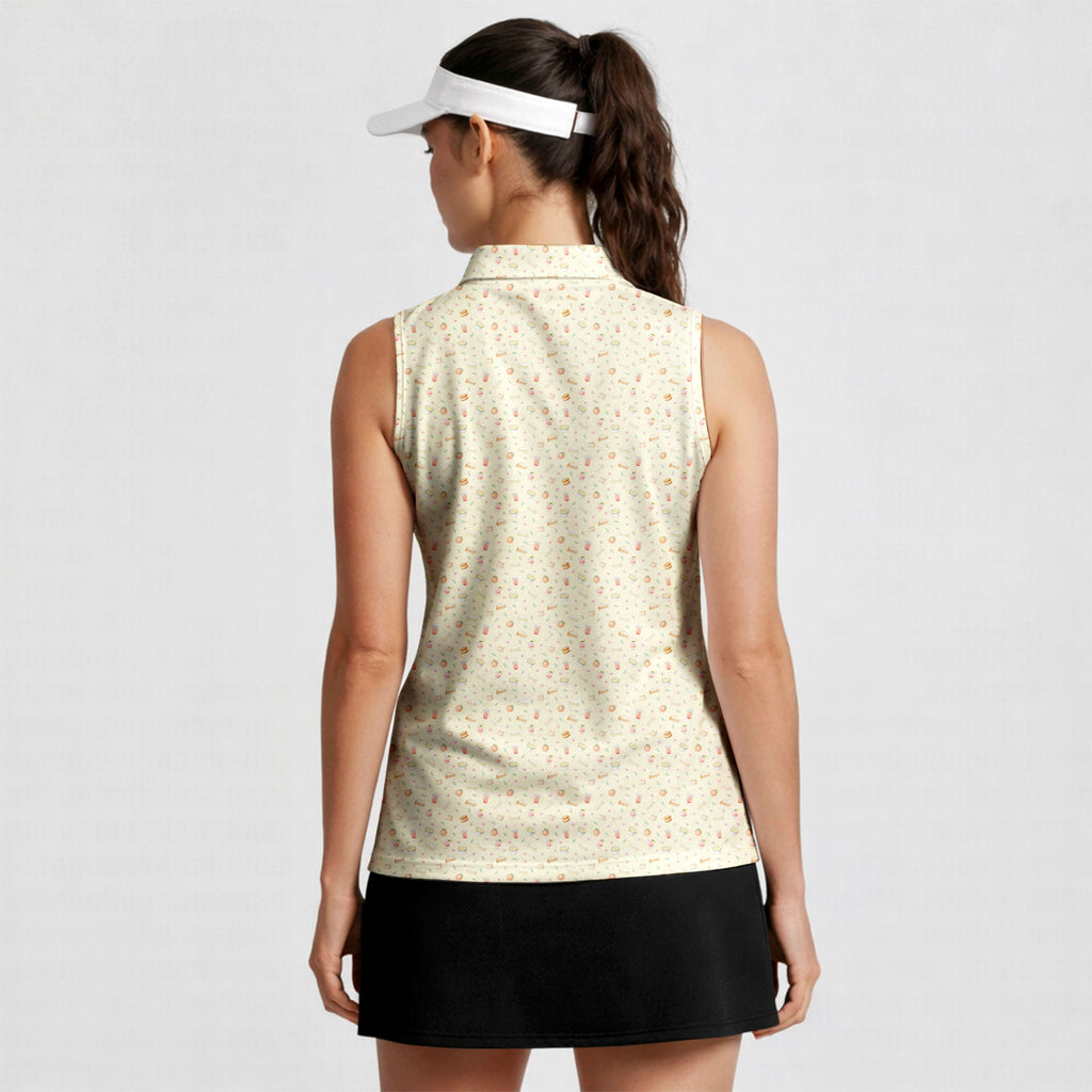 Masters Food-Women Sleeveless Polo Shirt-Gerbera Prints