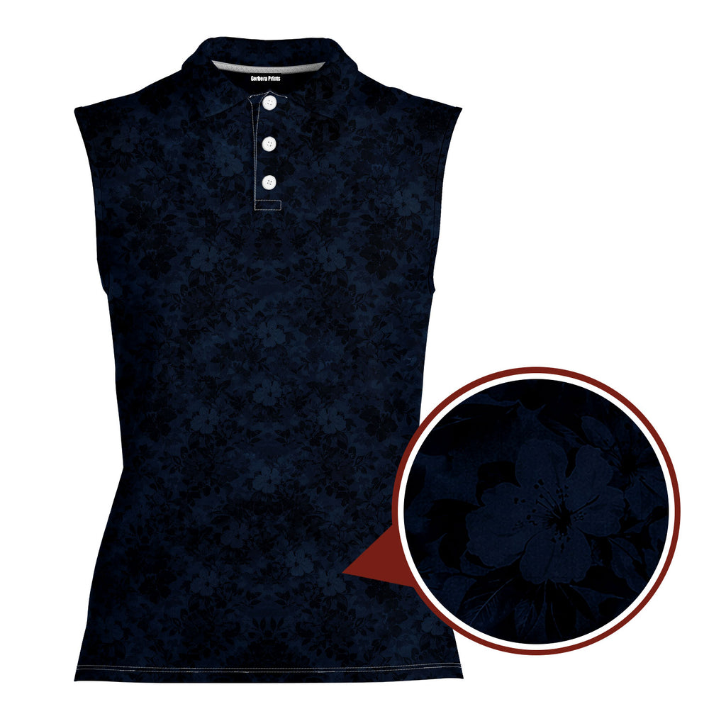 Masters Patrons-Women Sleeveless Polo Shirt-Gerbera Prints