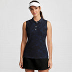 Masters Patrons-Women Sleeveless Polo Shirt-Gerbera Prints
