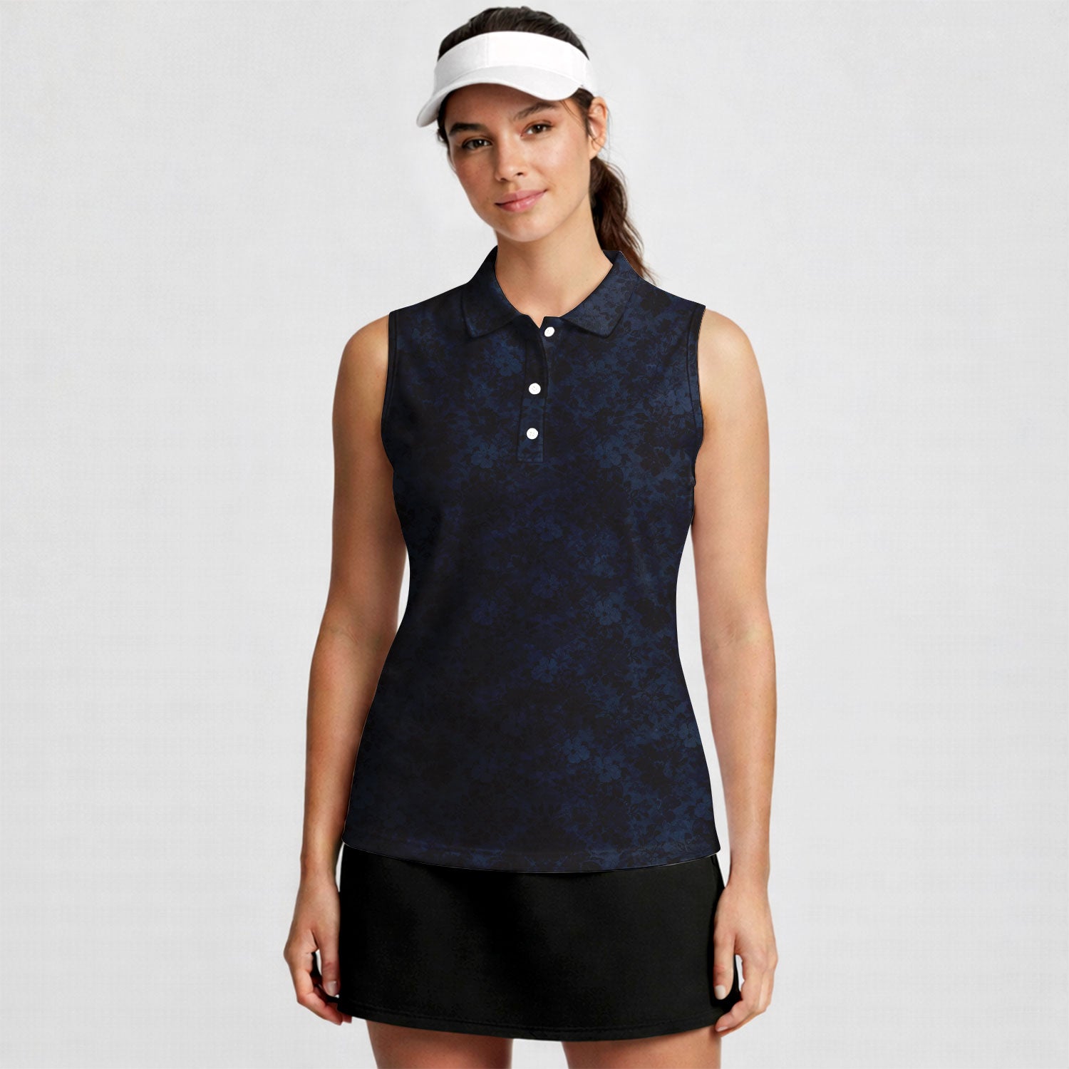 Masters Patrons-Women Sleeveless Polo Shirt-Gerbera Prints