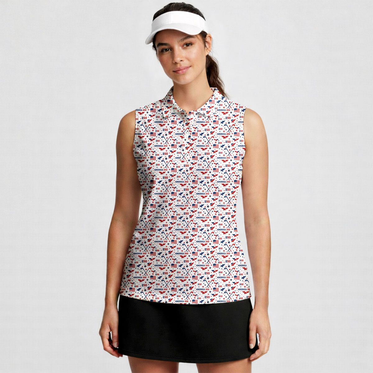 America 250 Fairways Sleeveless Golf Polo - Model Front