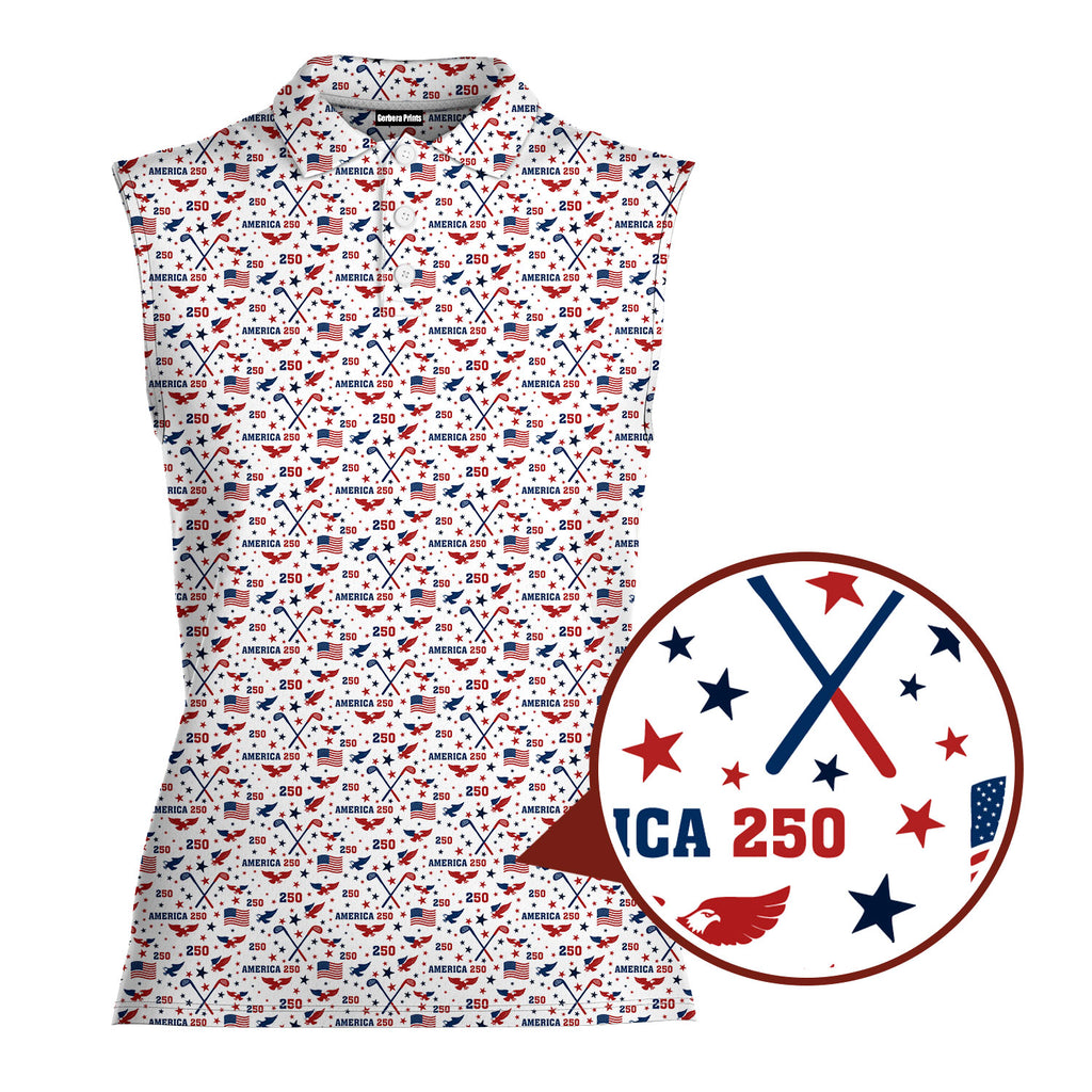 America 250 Fairways Sleeveless Golf Polo - Detail Close-up