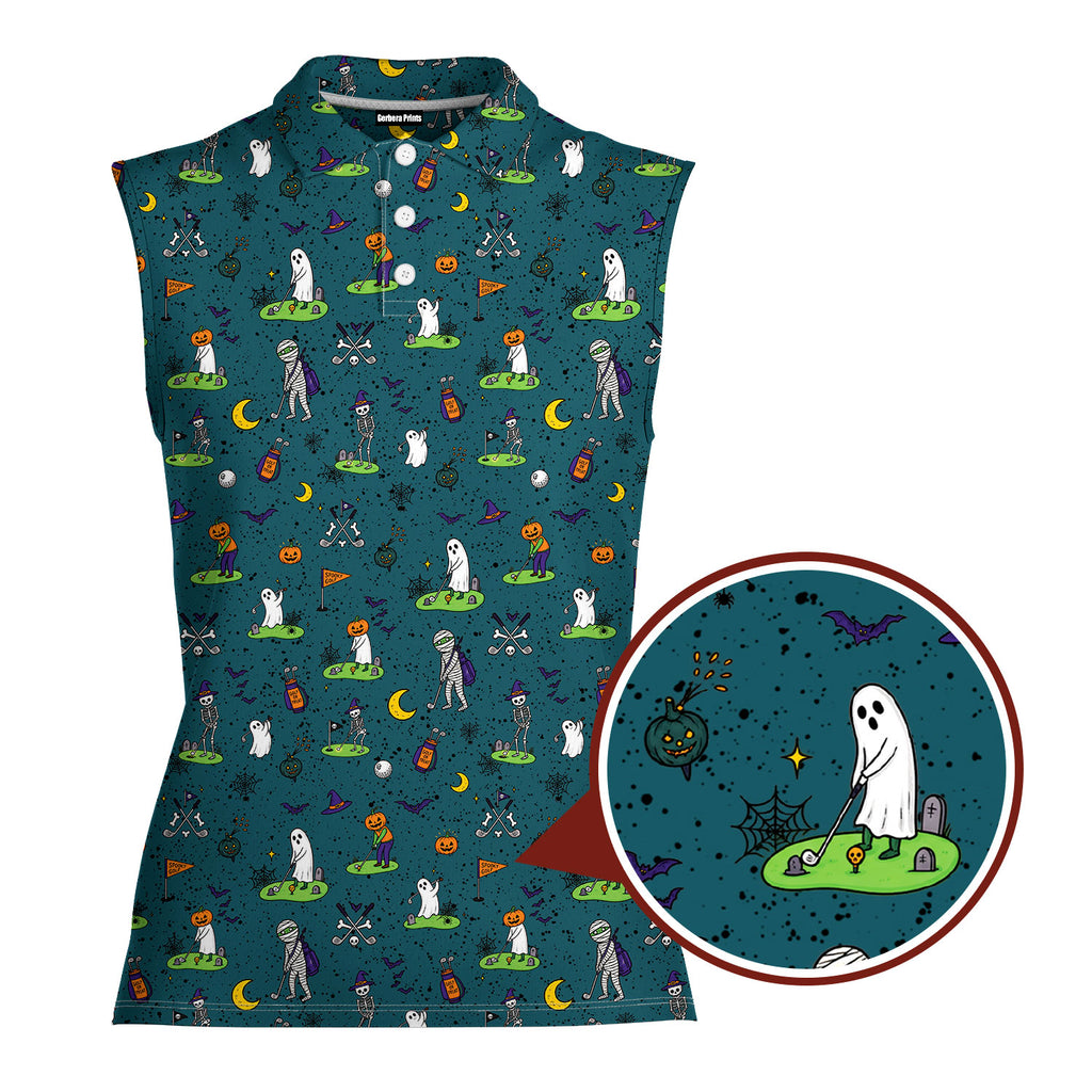 Haunted Fairways Women Sleeveless Polo Shirt