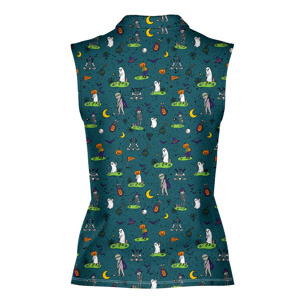 Haunted Fairways Women Sleeveless Polo Shirt