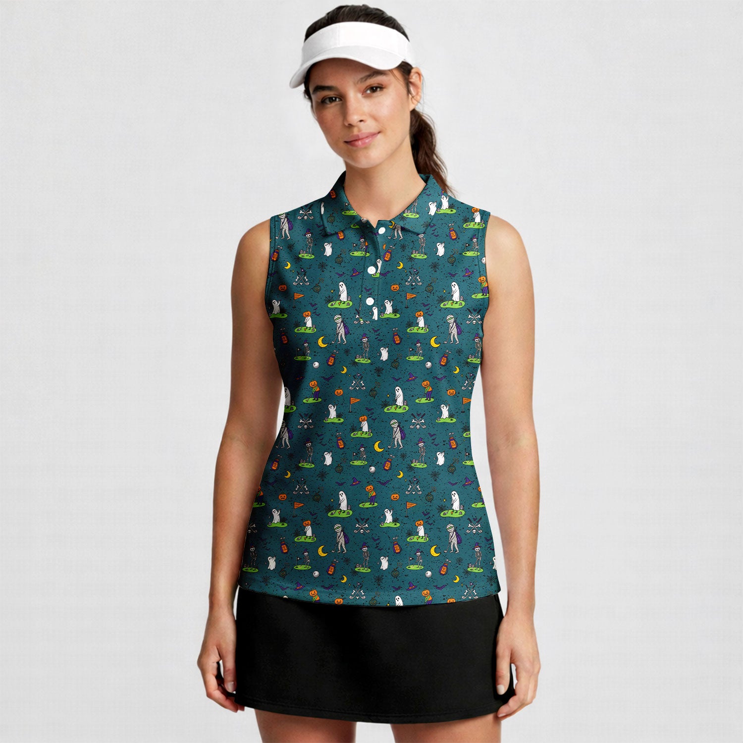 Haunted Fairways Women Sleeveless Polo Shirt