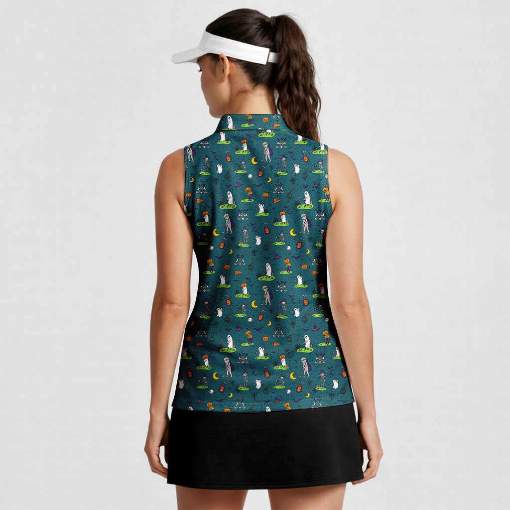 Haunted Fairways Women Sleeveless Polo Shirt