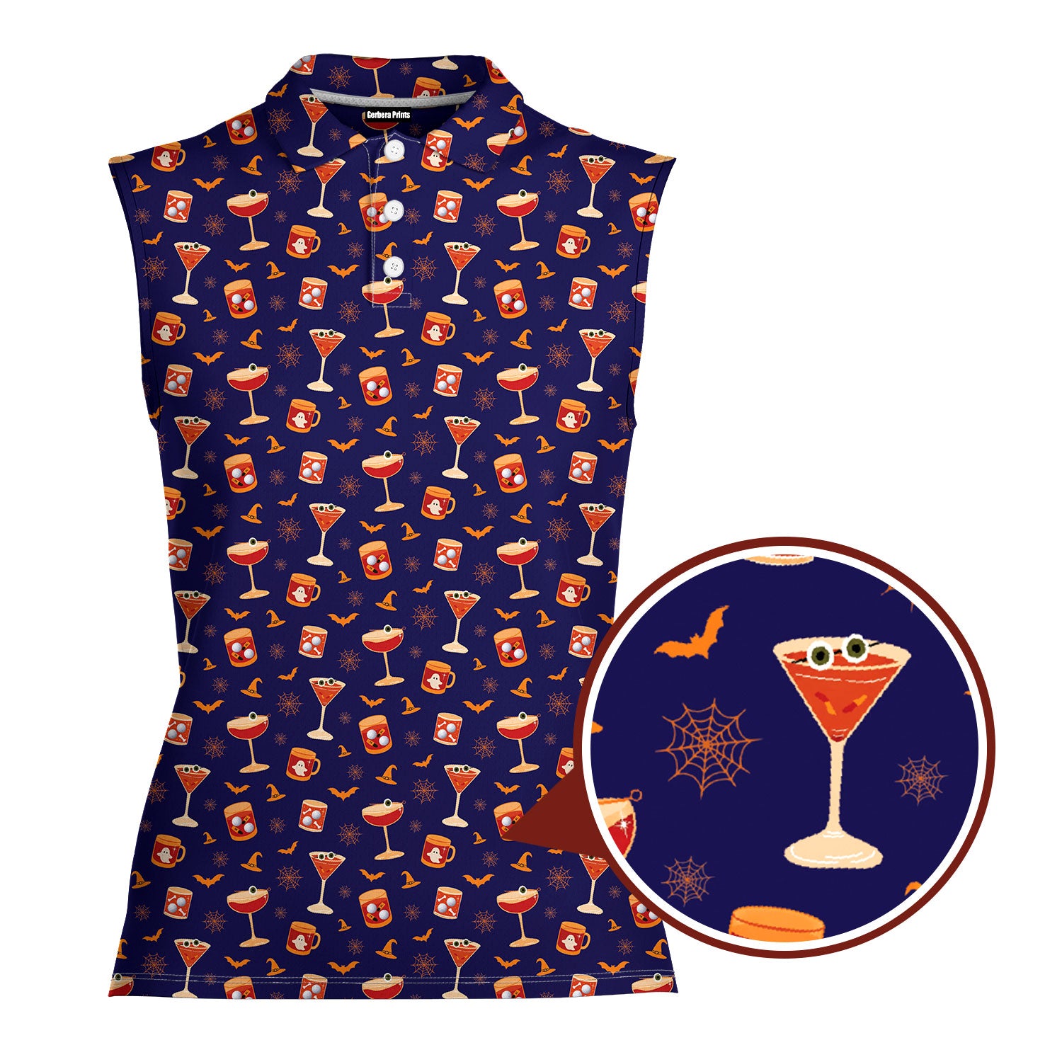 Spooky Sips Women Sleeveless Polo Shirt