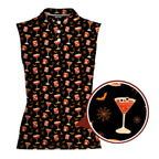 Spooky Sips Women Sleeveless Polo Shirt