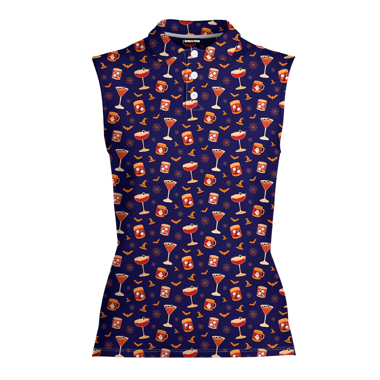 Spooky Sips Women Sleeveless Polo Shirt