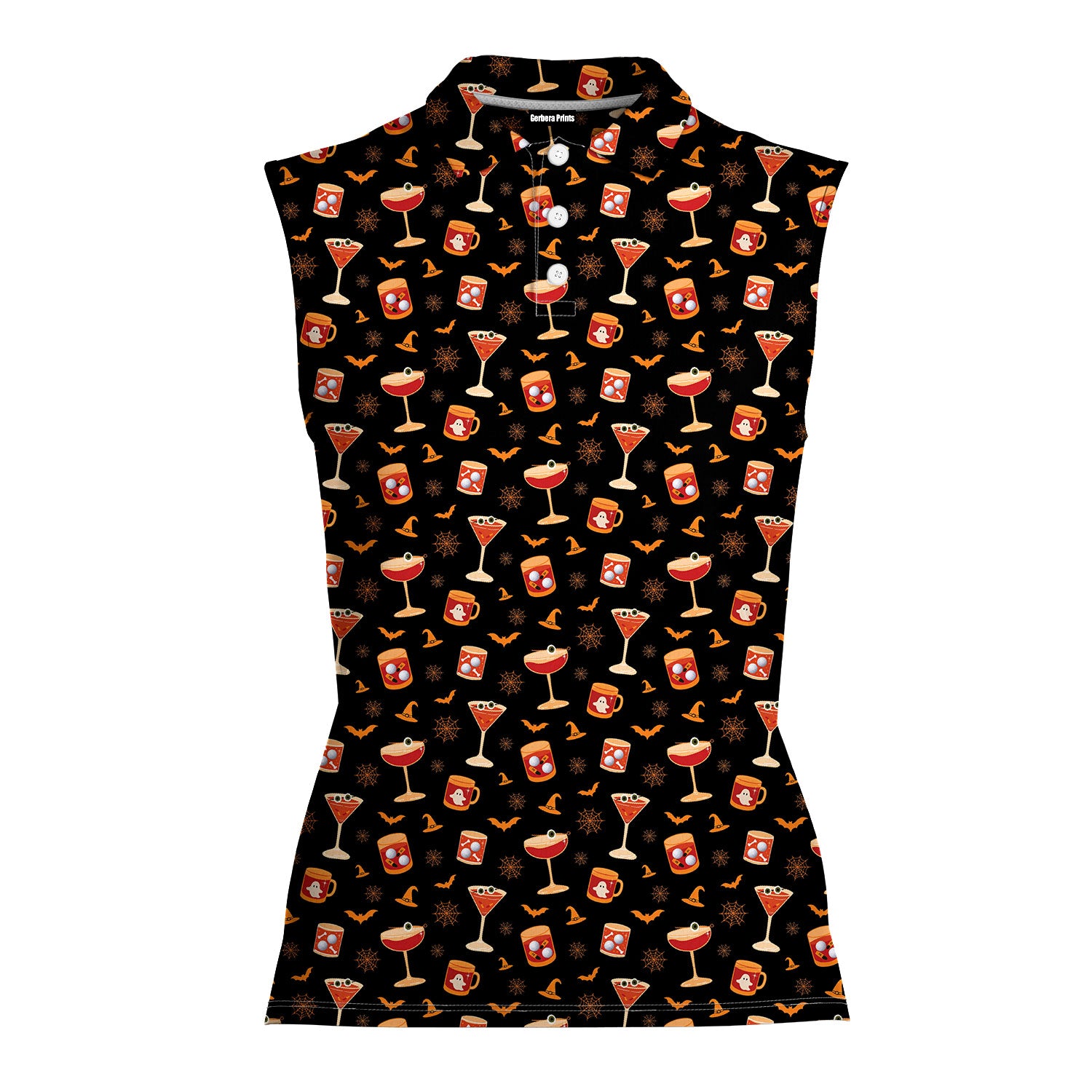 Spooky Sips Women Sleeveless Polo Shirt
