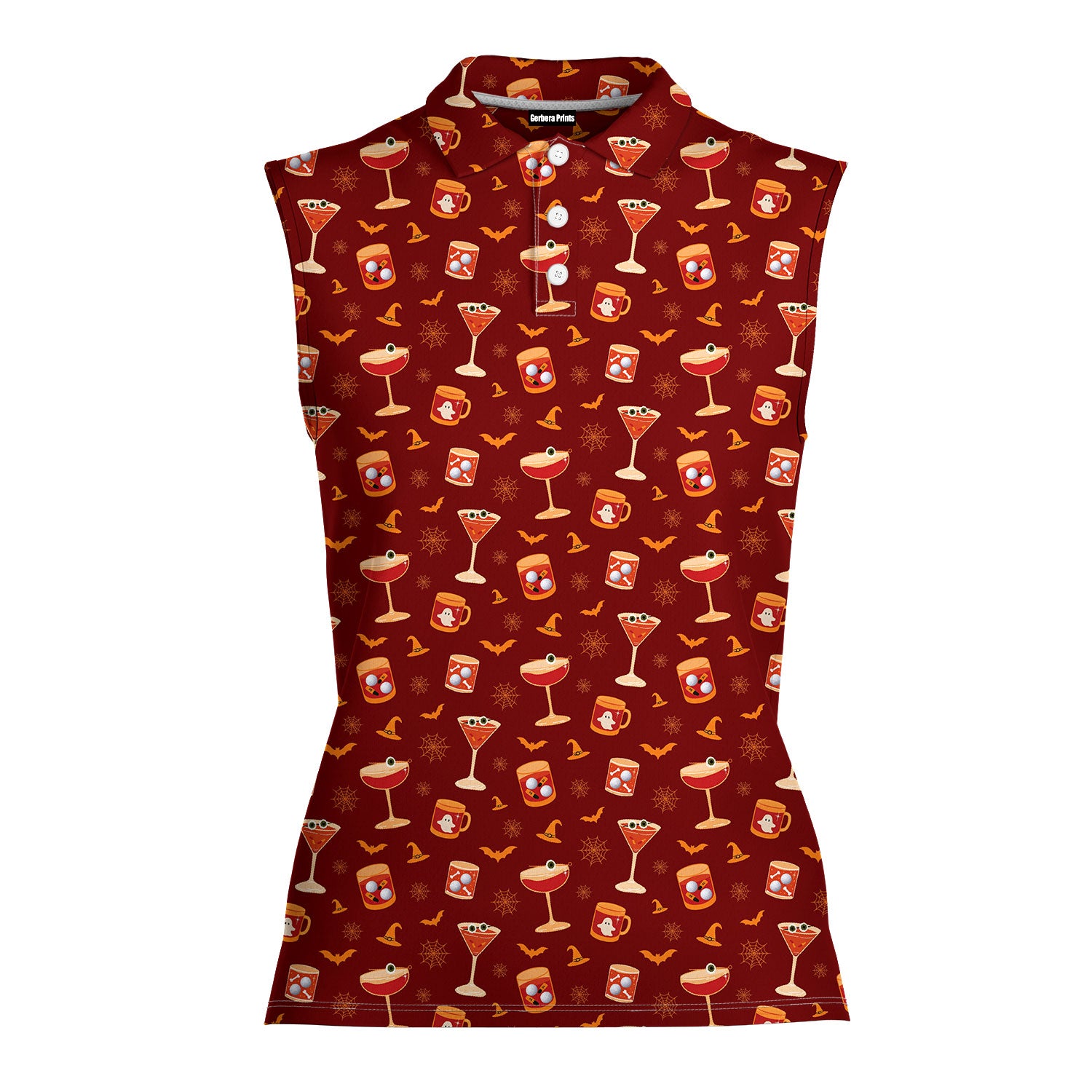 Spooky Sips Women Sleeveless Polo Shirt