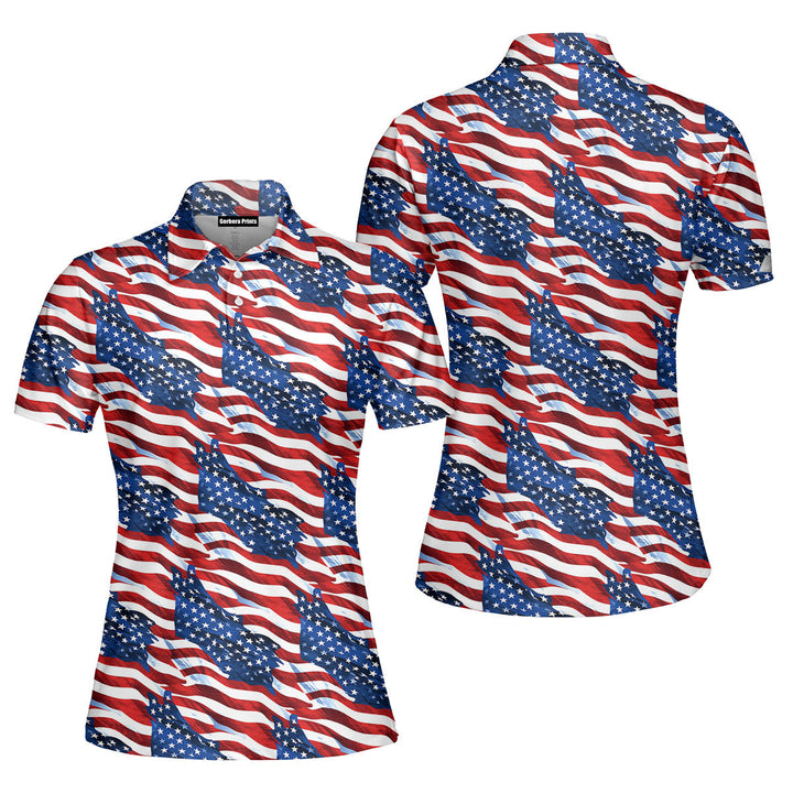 American Flag 4th of July Polo Shirt For Women