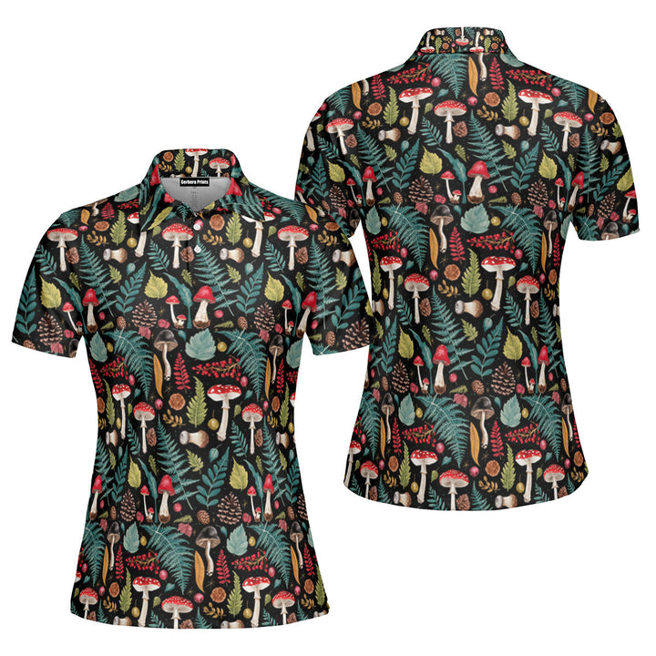 Vintage Mushroom Polo Shirt For Women