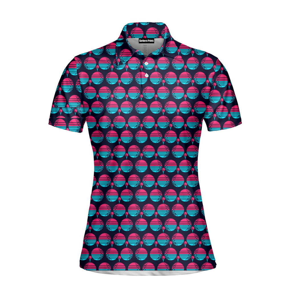 Synthwave Bogey Sun Polo Shirt For Women - Front