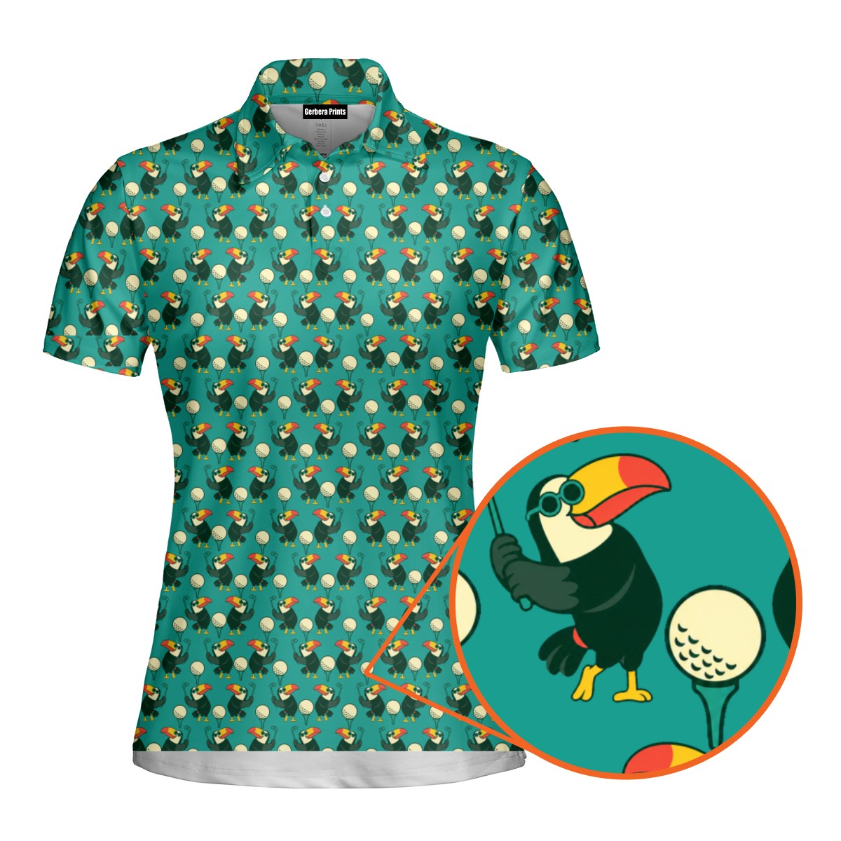 Toucan Tee Time Polo Shirt For Women - Detail Close-up