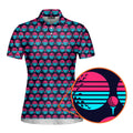 Synthwave Bogey Sun Polo Shirt For Women - Detail Close-up