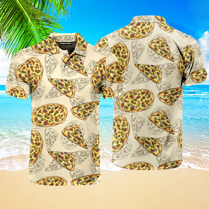 Vintage Pizza Polo Shirt For Men