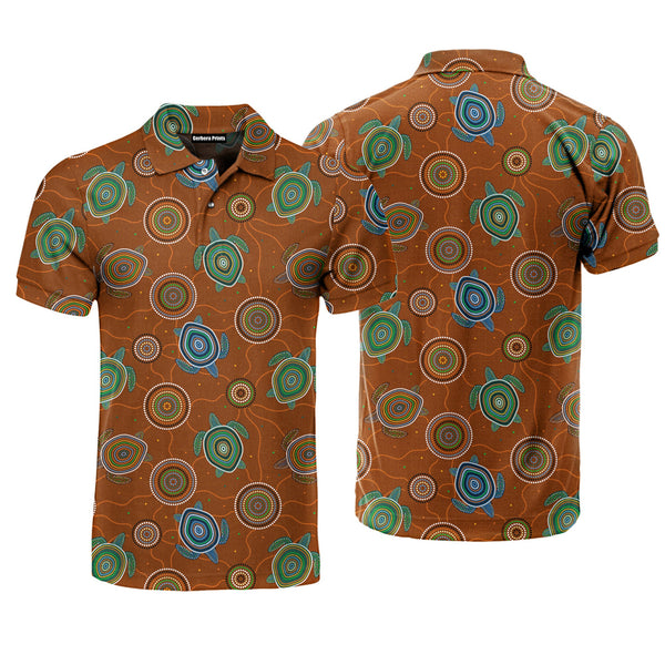 Australian Sea Turle Aboriginal Polo Shirt For Men