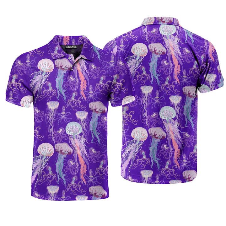 Jellyfish Squid Swimming Undersea Polo Shirt For Men