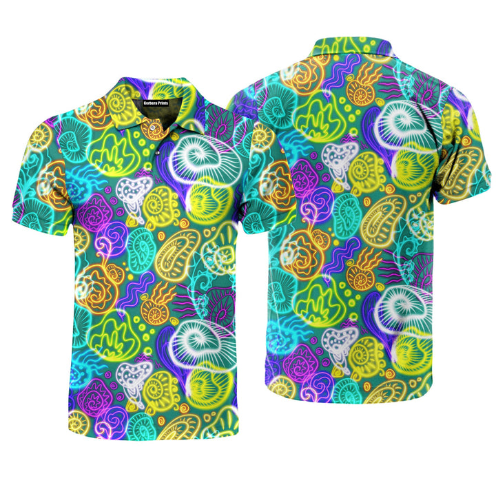 Seashells JellyFish Neon Colorful Polo Shirt For Men