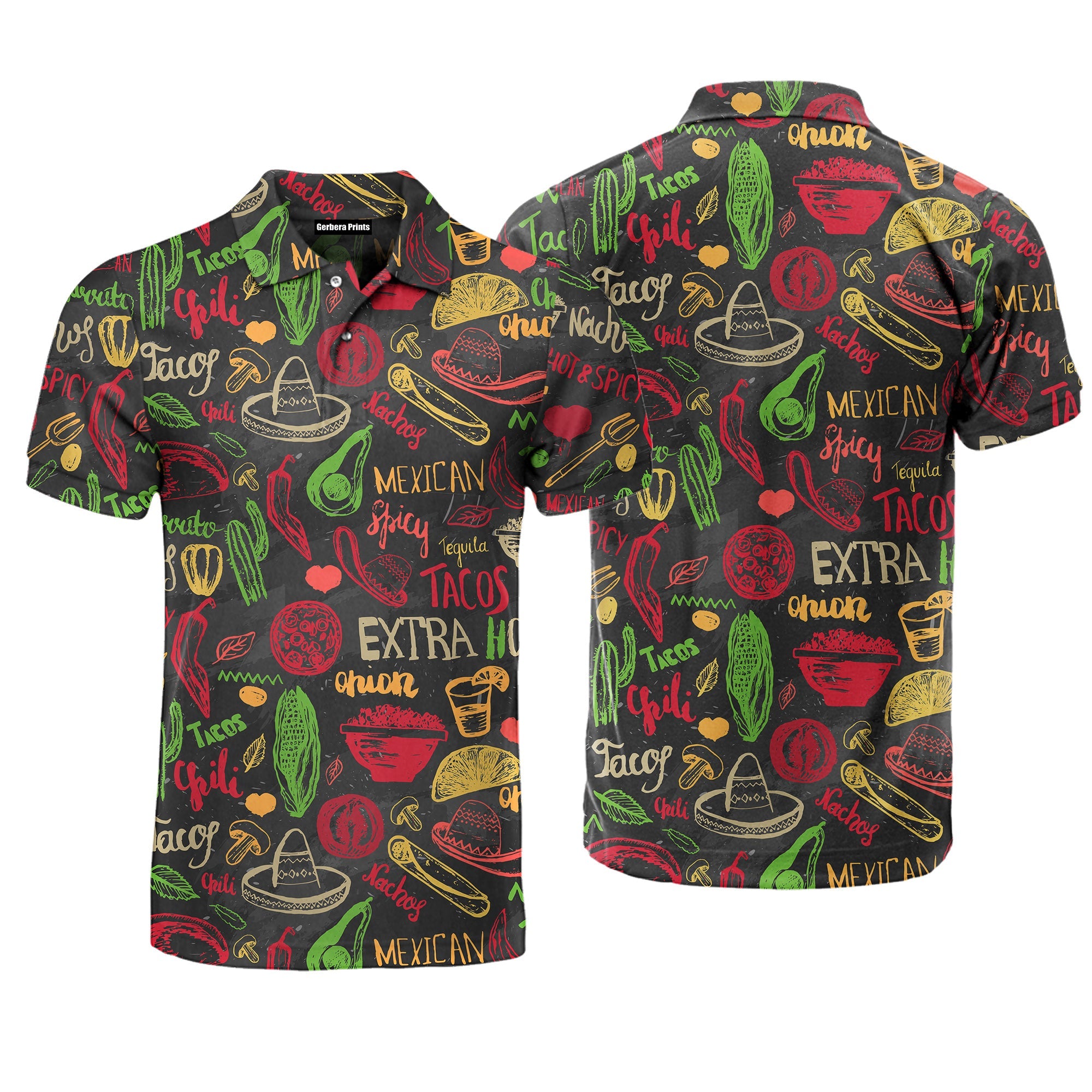 Mexican Food Seamless Happy Cinco de Mayo Polo Shirt For Men – Gerbera ...