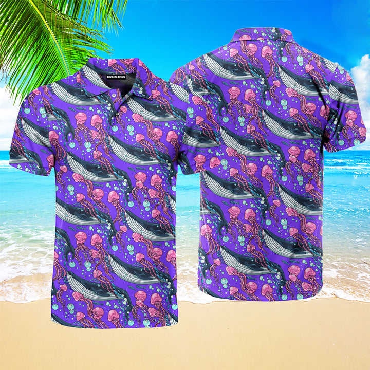 Whales With Jellyfish Polo Shirt For Men