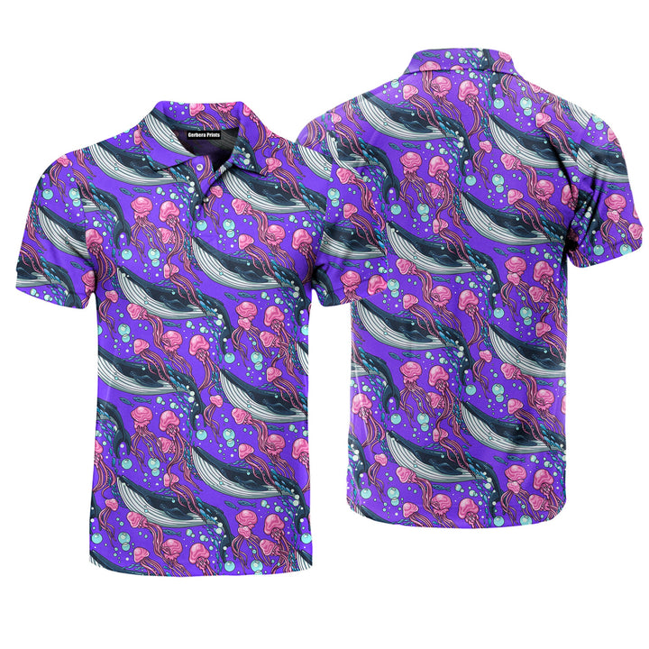 Whales With Jellyfish Polo Shirt For Men