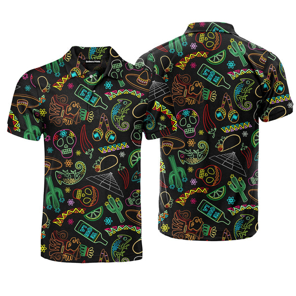 Mexico Neon Fiesta Cinco De Mayo Polo Shirt For Men
