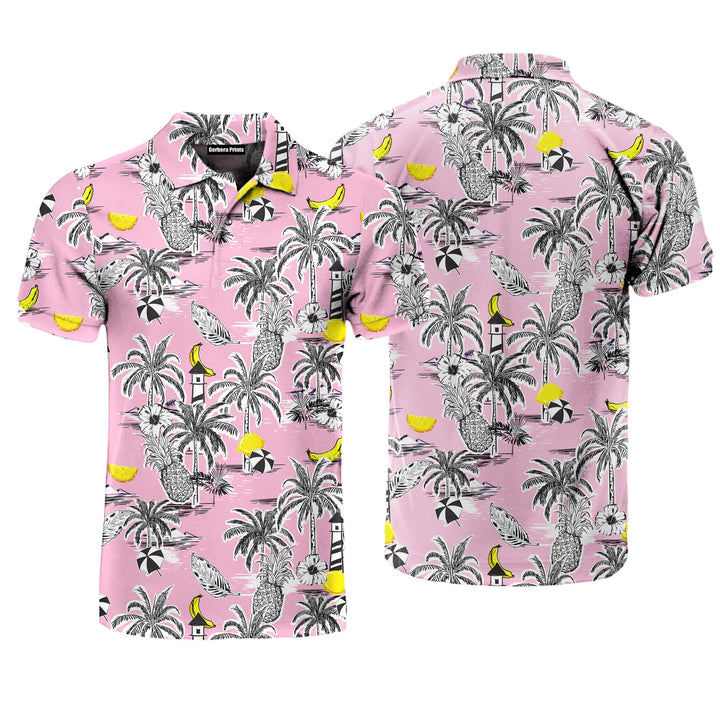 Beautiful Island With Palm Trees Polo Shirt For Men