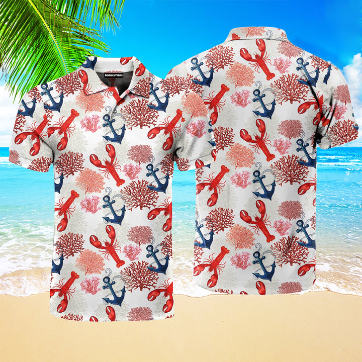 Lobster Tropical Polo Shirt For Men