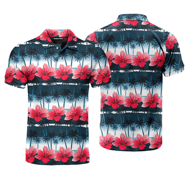 Tropical Hibiscus Flowers Polo Shirt For Men