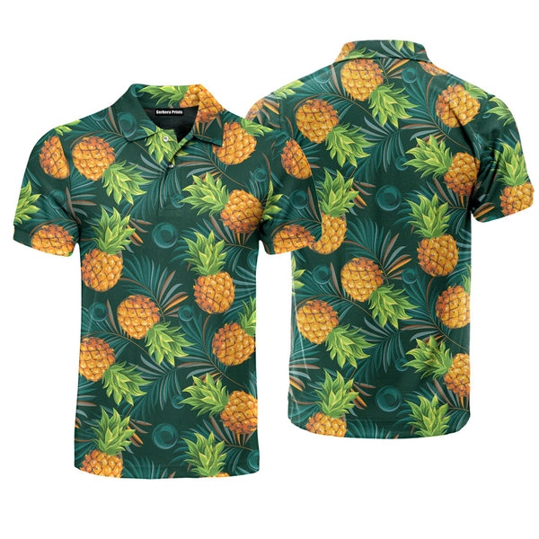 Pineapples With Palm Leaves Tropical Polo Shirt For Men