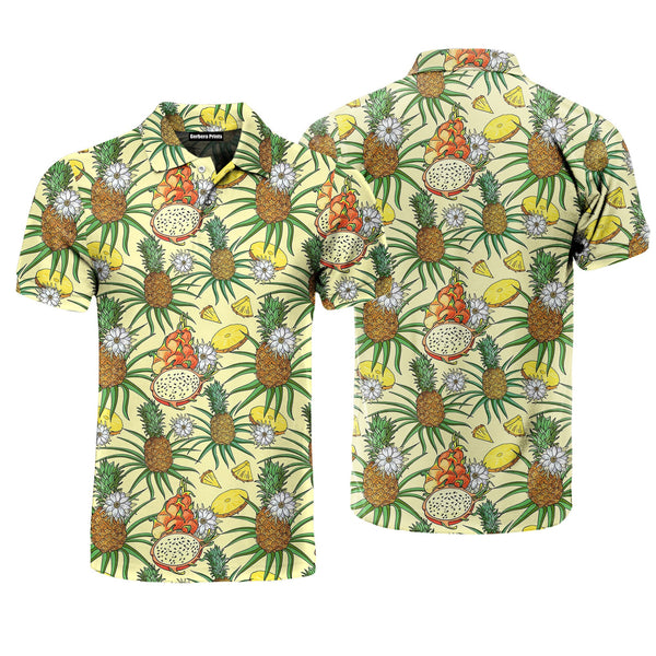 Tropical Pineapple Red Dragon Polo Shirt For Men