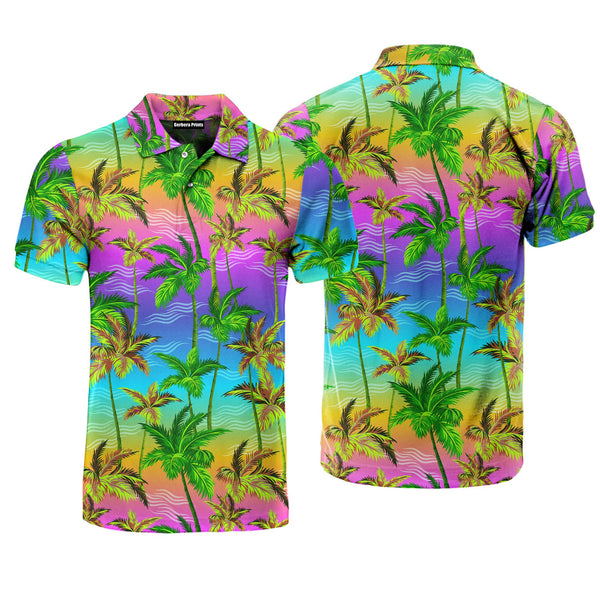 Colorful Palm Trees Tropical Polo Shirt For Men